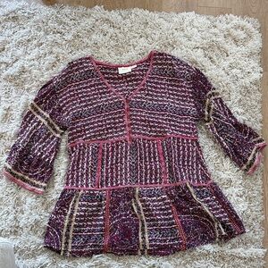 Maeve 100% Silk Pink and Purple Swim Cover up/Blouse/Mini Dress